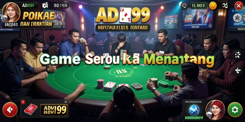 Tampilan gameplay Poker yang mendebarkan di ADI99.