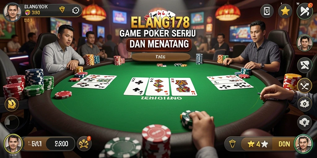 Tampilan gameplay poker yang mendebarkan di ELANG178.