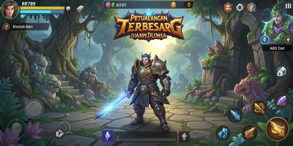 Screenshot menunjukkan aksi pertempuran seru dalam game ARPG RR789.